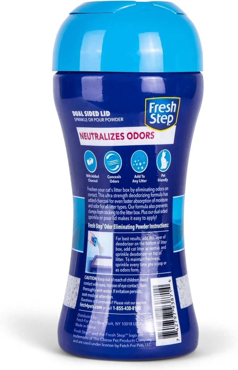 Fresh Step Litter Box Charcoal Odor Eliminating Powder, Unscented - Sifting/Pour Cap - Deodorizer Powder Combats Odors and Neutralizes Smells to Keep Your Home Clean, 15 Ounces - 2 Pack - Image 2